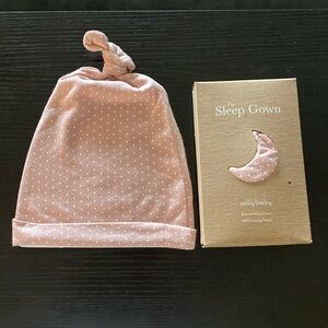 Solly baby color BLUSH Swiss Dot Sleep Gown & Knotted Hat 0-3 months New in Box